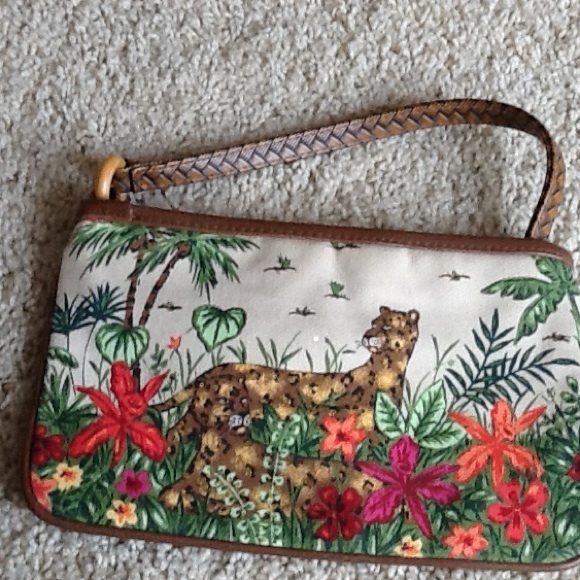 Tropical Print Clutch with Wristlet - Picture 1 of 2